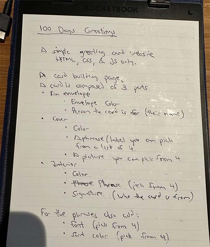 Photo of a page from a notebook.