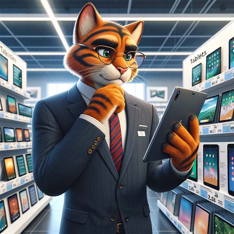 Orange Business Cat Shopping for iPads